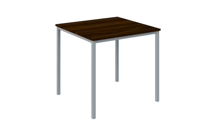 JPT 80 Jídelní stůl 800 x 800 mm, deska ořech královský / podnož stříbrná